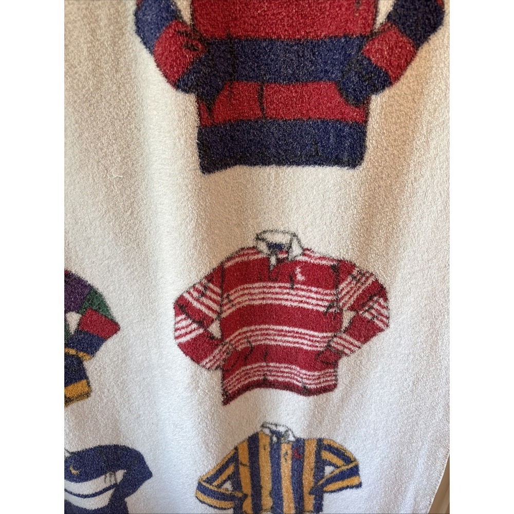 Vintage Ralph Lauren Polo Rugby Jersey Beach Towel 66x34 Striped Cotton - Picture 4 of 10